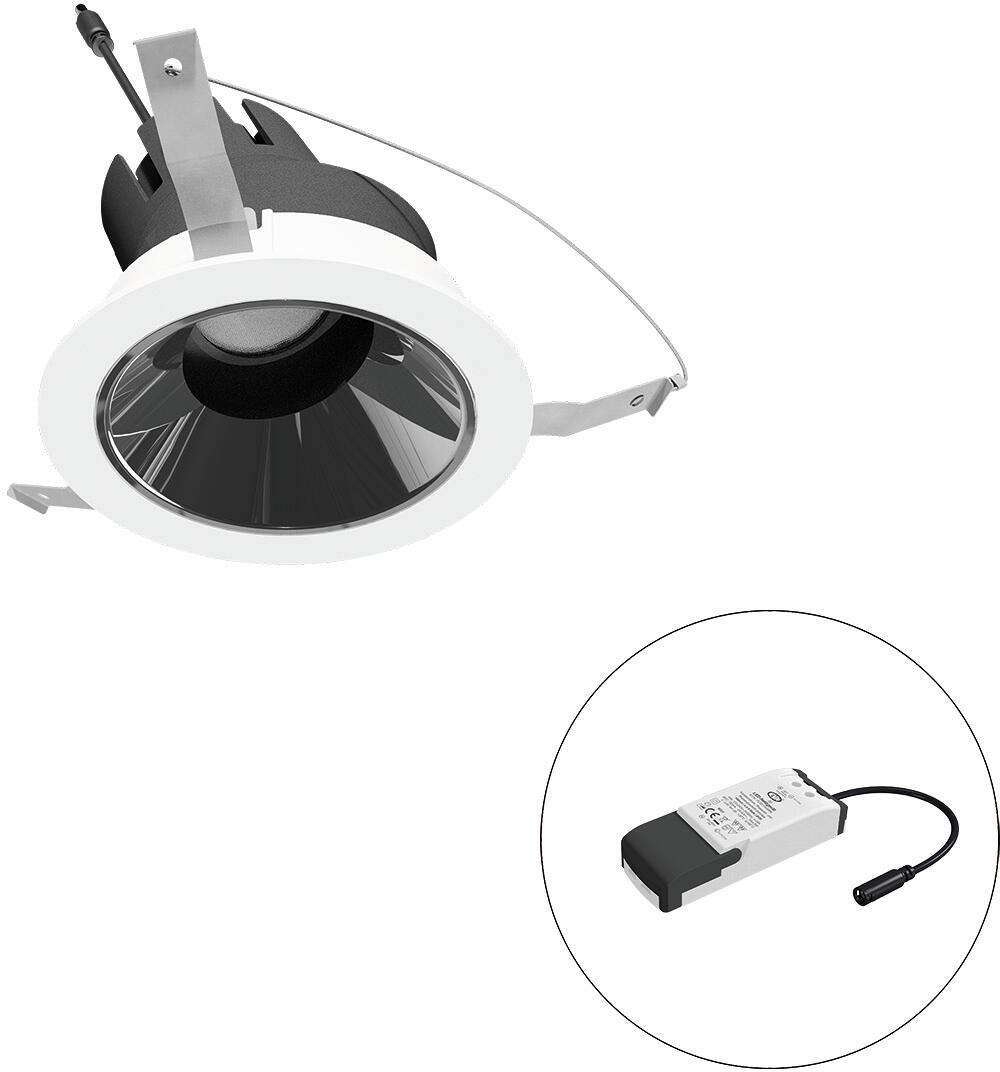 EVN SELECTO LED Deckeneinbau, rund, schwenkbar, IP20, 220-240V/AC, 6W, 2700K, 686lm, inkl. Netzgerät, Phase, Reflektor silber/hochglänzend, 966,00cd,