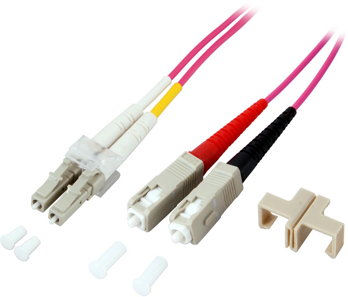 EFB-Elektronik LWL Patchkabel Duplex Jumper LC-SC 50/125μ, OM4, LSZH, erika violett, 2.0mm, 7,5m (O0323.7,5)