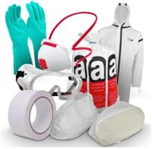 Silberspeer Asbest-Set bestehend aus Schutzanzug, Handschuhen, Atemschutzmaske, Brille, Schuhüberzieher, Klebeband (67300.1)