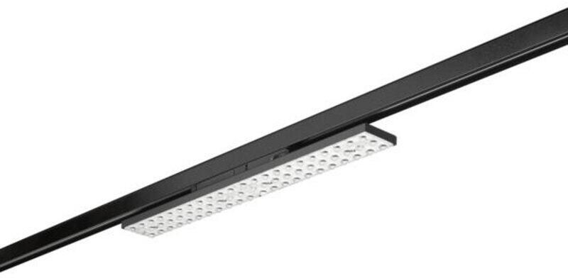 Brumberg BALI MIDI LED-Schienenstrahler, drehbar, doppel-asymmetrisch, quer: 25° & längs: 25°, 40W, 3000K, 5600lm, DALI, schwarz struktur (44020183DA)