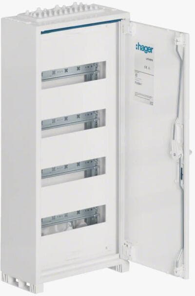 Hager FWB41A Feldverteiler AP, univers, IP44, SKII, 48PLE, 1x4 Reihen, 650x300x161mm, ohne Klemme