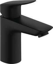 hansgrohe Logis Einhebel-Waschtischarmatur 100 mit Zugstangen-Ablaufgarnitur, Messing, 5 l/min, Mattschwarz (71100670)