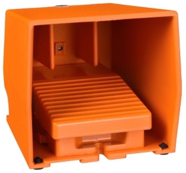 Schneider Electric Fußschalter, Harmony XPE, einfach, Metall, orange, 1-stufig, 2Ö+2S, IP66, mit Schutzhaube (XPER311)