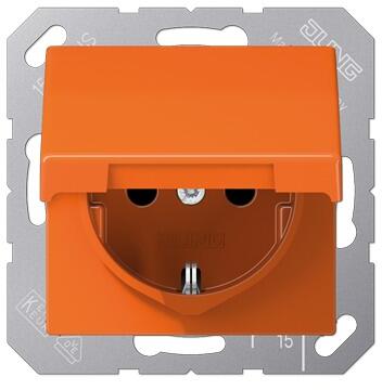 Jung AS1520BFKLO SCHUKO Steckdose m.Klappd., orange