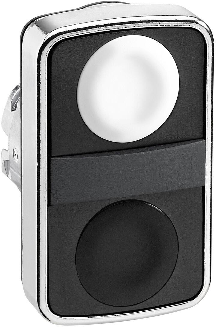 Schneider Electric ZB4BA7120 Harmony XB4, Doppeldrucktaster, Frontelement, Metall, 22mm, unbeschriftet, tastend, schwarz-weiß