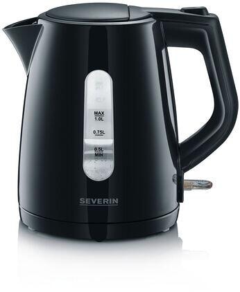 Severin WK 3410 Wasserkocher, 2200W, 1l, Kalkfilter, Dampfstopp-Automatik, Überhitzungsschutz, schwarz