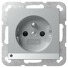 Gira 448926 Steckdose mit Erdungsstift 16 A 250 V~, LED-Orientierungsleuchte und Shutter System 55, Aluminium