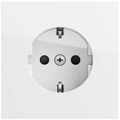 Gira SCHUKO-Steckd. SP o.Kr. Flächenschalter Reinweiß (475570)