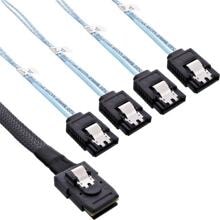 InLine SAS Anschlusskabel, Mini SAS SFF8087 an 4x SATA, Crossover, OCF, 1m (27610A)