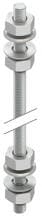 Niedax M 10/130 Gewindestab M10, Länge 130 mm, Stahl, gal. verzinkt, inkl. Zubehör, blaupassiviert