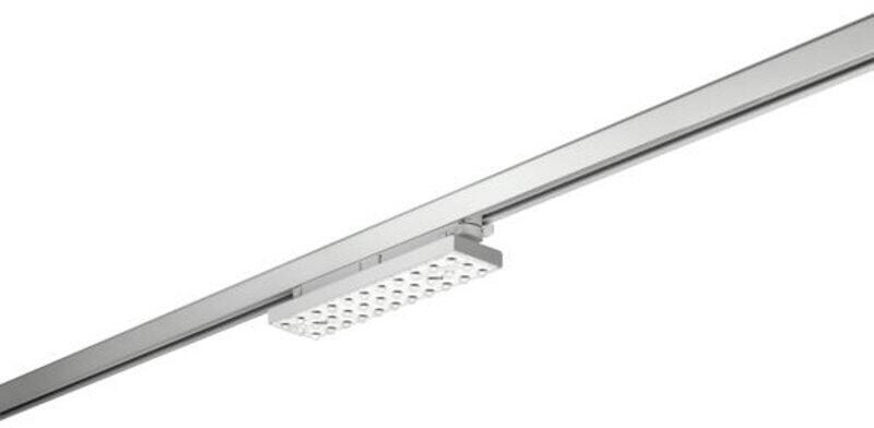 Brumberg BALI MINI LED-Schienenstrahler, drehbar, symmetrisch, quer: 53° & längs: 72°, 20W, 3000K, 2600lm, DALI, silber struktur (44008163DA)