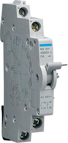 Hager MZ201 Hilfskontakt, Hilftsschalter für MCB RCBO und RCCD 125A, 1 Schließer, 1 Öffner, 6A, 240V