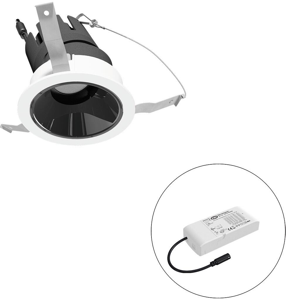 EVN SELECTO LED Deckeneinbau, rund, schwenkbar, IP20, 220-240V/AC, 6W, 3000K, 700lm, inkl. Netzgerät, DALI, Reflektor schwarz/hochglänzend, 5.098,00cd