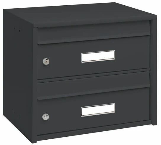 Burg Wächter Dual Front 821 ANT Anlagen-Briefkästen für 2 Parteien, Querformat, Stahl, anthrazit (34180)