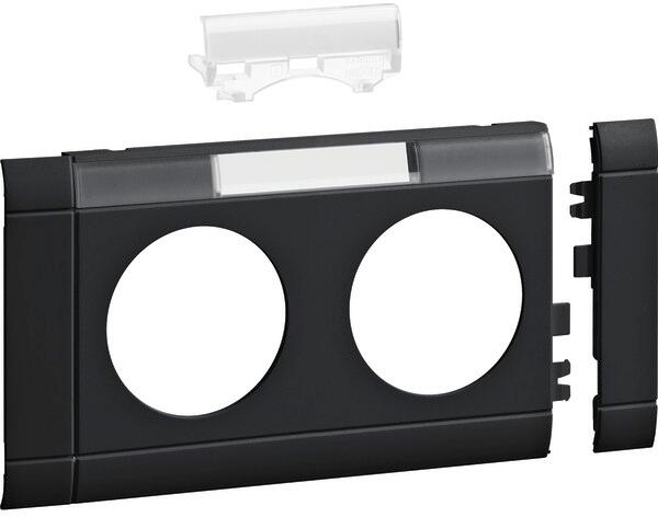 Hager GB080219011 Blende, 2-fach Steckdose zu Oberteil, 80mm, beschriftbar, anthrazit
