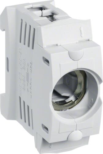 Hager LD043 Sicherungssockel aus Kunststoff, D02, E18, 63A, 1-polig, Hutschiene, Käfigklemme Abdeckung