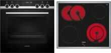 Siemens PQ521KB11 Einbau-Herd-Set mit Elektro-Kochfeld (HE578BBS3 + EA64RGNA1E), 60 cm breit, 71 L, activeClean, cookControl30, 3D Heißluft, Schnellaufheizung, Kindersicherung, Rahmen aufliegend, schwarz