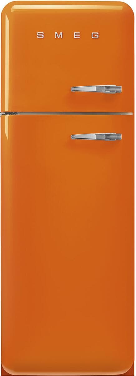 Smeg FAB30LOR6 50"s Style Retro Stand Kühl-Gefrierkombination, 60 cm breit, 294 L, Multiflow, Linksanschlag, orange