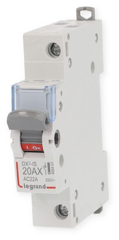 Legrand 406404 DX3 Lasttrennschalter 1-Polig, beleuchtet, 20A, 250V