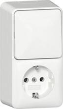 Gira 417613 Kombination Wippschalter/SCHUKO-Steckdose mit Montageplatte, 16A, 250 V~, senkrecht, Reinweiß, IP20