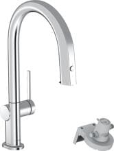 hansgrohe Aqittura M91 FilterSystem 210, Ausziehauslauf, 1 Strahlart, Schlauchbox, Messing, 240 mm, G ⅜ Anschlussschläuche, mit Rückflussverhinderer, chrom (76826000)