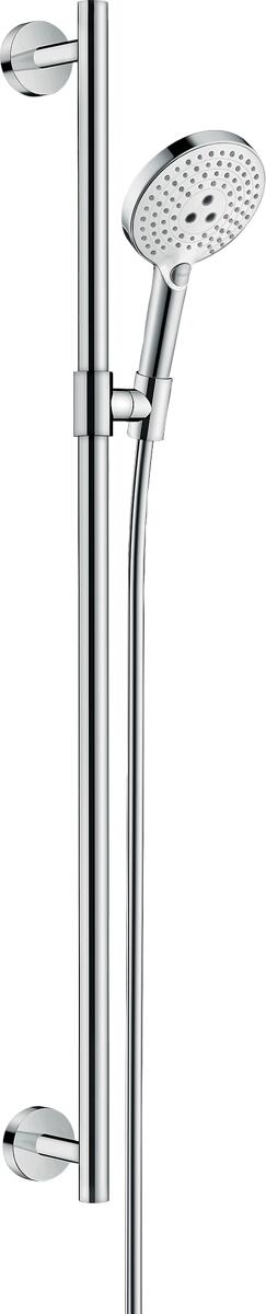 hansgrohe Raindance Select S Duschset 120 3 Strahlarten mit Duschstange 90 cm, Messing, 15 l/min, 125 mm, Weiß/Chrom, (26322400)