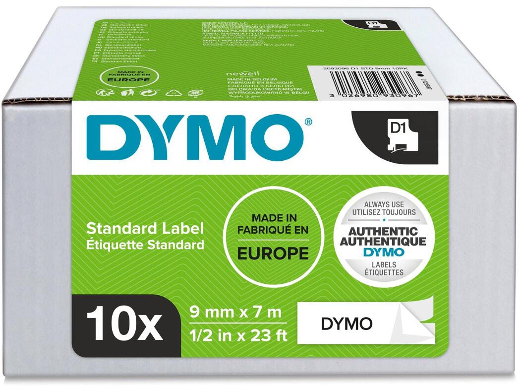 Dymo 2093097 D1-Schriftband für LabelManager, Polyester, 12mmx7m, Schwarzer Text auf weißem Etikett, VPE=10 Stk.