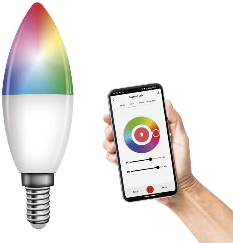 EMOS 1525501500 LED Lampe GoSmart Candle, E14, 4,8W (40W), 470lm, RGB, dimmbar, WiFi