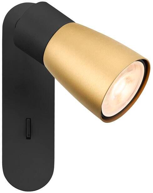 SLV PURI 2.0 DOME Wand- und Deckenaufbauleuchte mit Schalter, rund, 1x max.6W, GU10, schwarz/gold (1008305)