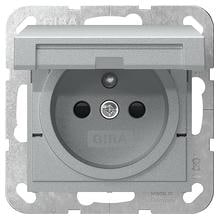 Gira 448826 Steckdose mit Erdungsstift 16 A 250 V~, Klappdeckel und Shutter System 55, Aluminium