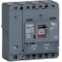 Hager HNS081DC Leistungsschalter h3+ P160 TM ADJ 4P4D N0-100% 80A 40kA CTC
