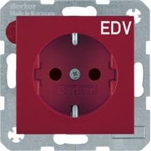 Berker 47238922 Steckdose SCHUKO mit Aufdruck "EDV", erhöhtem Berührungsschutz, S.x/B.x, rot glänzend