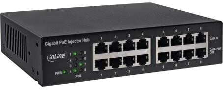 InLine PoE+ Gigabit Netzwerk Injektor Hub 8 Port (8x PoE+), 1Gb/s, 19" 1HE (32308H)