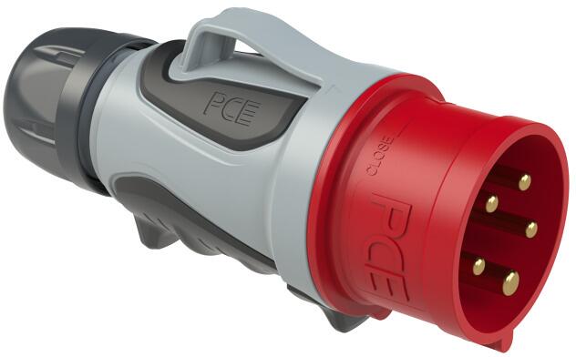 PCE TT GRIP CEE-Stecker, 32A, 5p, 6h, IP54, 400V, schraublos, rot (0253-6tt)