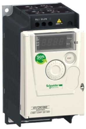 Schneider Electric Frequenzumrichter ATV12, 0,18kW, 0,25HP, 100-120V, 1-ph., m. Kühlkörper (ATV12H018F1)