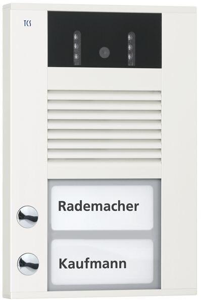 TCS AVD14023-0018 Video-Außenstation mit 130-Grad-Kamera, mit 2 Klingeltasten (rechtsbündig), AP, Serie AVD, weiß