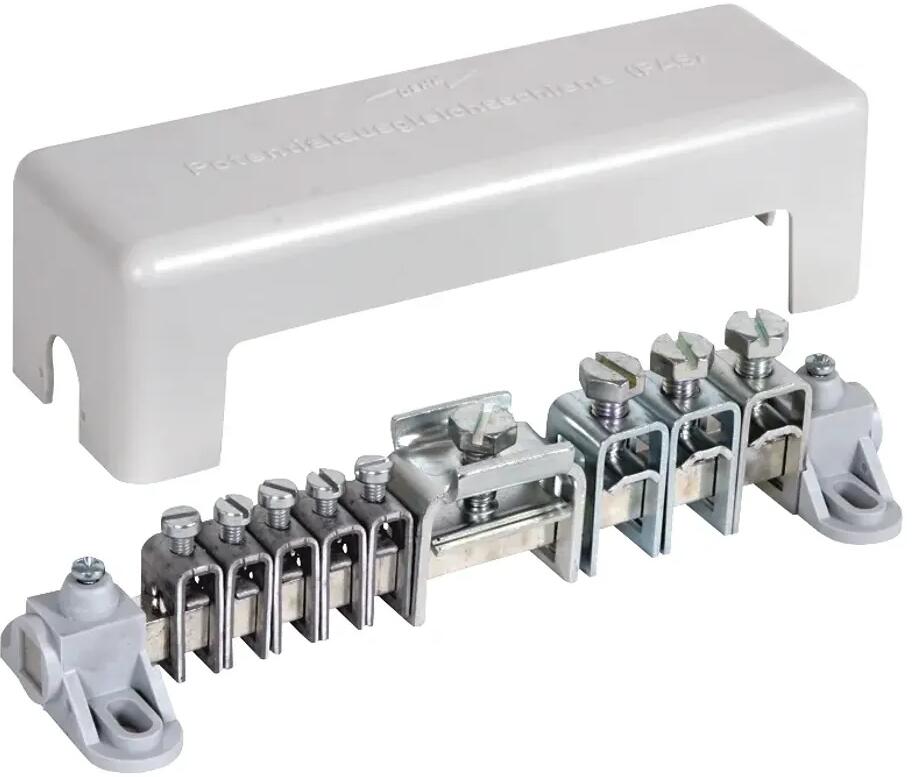 Dehn PAS AH RK 5X25 3X8.10 1XFL30 Potentialausgleichschiene mit Abdeckung, 5x 2,5-25mm², 3x16-95mm², 1x Fl 30x4mm (563020)
