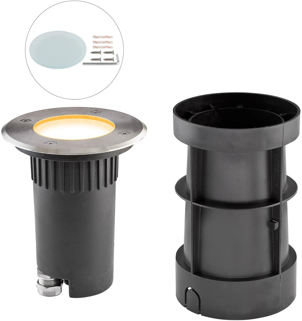 EVN LED Bodeneinbau, rund, schwenkbar, EDS / Alu, inkl. LM, IP67, 230V, 5W, 3000K, 450lm, dimmbar, Edelstahl (67923653D)