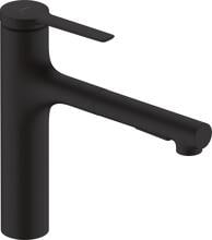hansgrohe Zesis M33 Einhebel-Küchenarmatur 160, Metall Ausziehbrause, 2 Strahlarten, Schlauchbox, Messing, 220 mm, G ⅜ Anschlussschläuche, mit Rückflussverhinderer, mattschwarz (74823670)