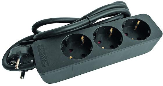 Protec.class PTSD 3S Tischsteckdose ohne Schalter, 3fach, schwarz (05105873)