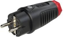 PCE Taurus2 Vollgummi-Stecker nat IP54, gerade, schwarz/rot (0512-sr)