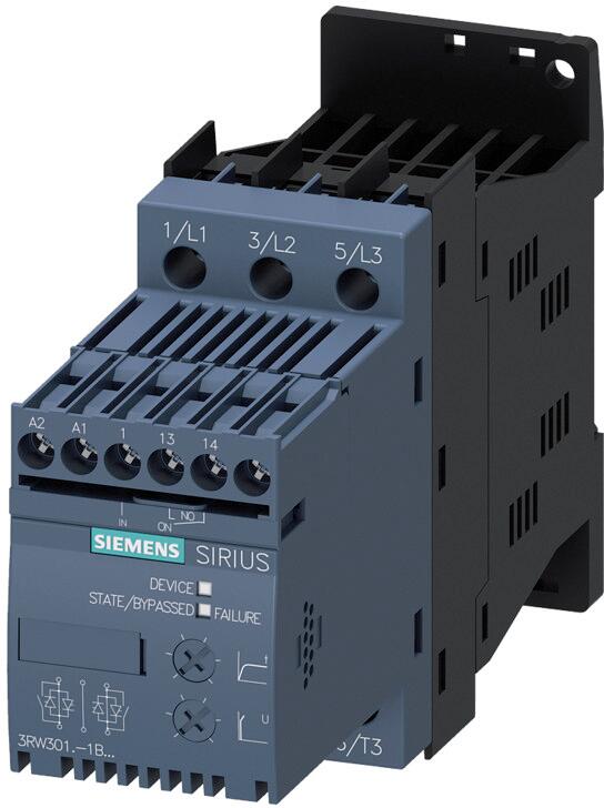 Siemens 3RW3014-1BB14 Sanftstarter S00 6,5 A, 3 kW/400 V, 40 °C AC 200-480 V, AC/DC 110-230 V Schraubklemmen