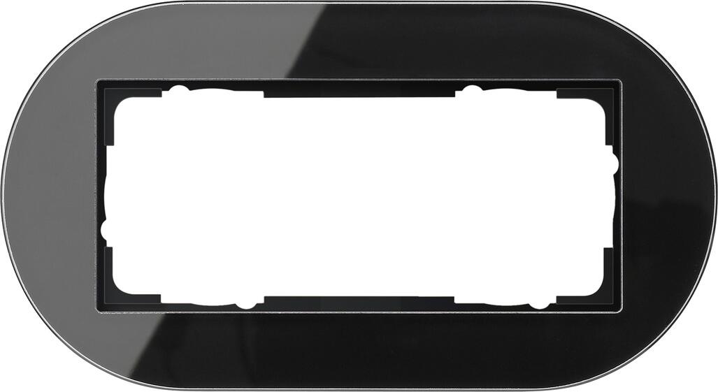 Gira 1002135 Abdeckrahmen Glas 2fach ohne Mittelsteg, Gira Studio, schwarz