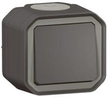 Legrand Plexo New Feuchtraum-Aufputz Wechselschalter 10 AX, Steckklemmen (SL), IP 55, anthrazit (069761L)