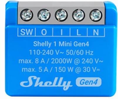 Shelly 1 Mini Gen4 Relais, Schalter, WLAN, Zigbee, Bluetooth (Shelly_1_Mini Gen4)
