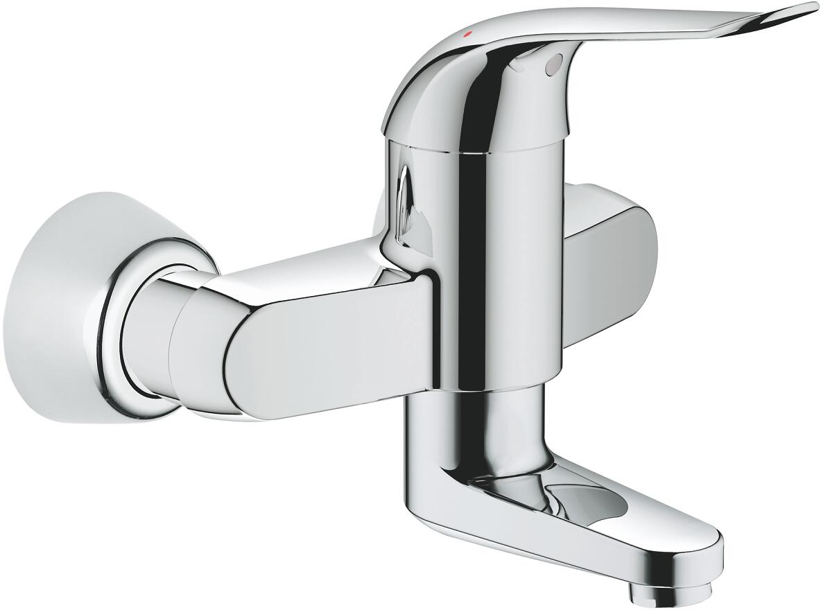 GROHE Euroeco Special Einhand-Waschtischbatterie, Wandmontage, Ausladung 157 mm, Hebellänge 120 mm, chrom (32770000)