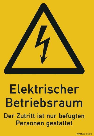 LEMAX Warnschild "Elektrischer Betriebsraum" - Kunststoff, Gelb/schwarz, 237x200 Mm, Gelocht