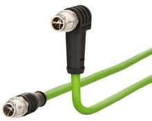 METZ CONNECT M12 Industrial Ethernet Leitung, X-kodiert, 0,3m, M12 Stecker gerade - M12 Stecker gewinkelt, Kodierung bei 315°, PUR (142M2X19003)