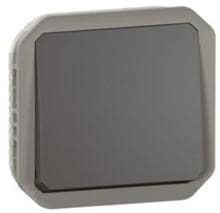 Legrand Plexo New Einsatz Taster 10A, Steckklemmen (SL), IP 55, anthrazit (069810L)