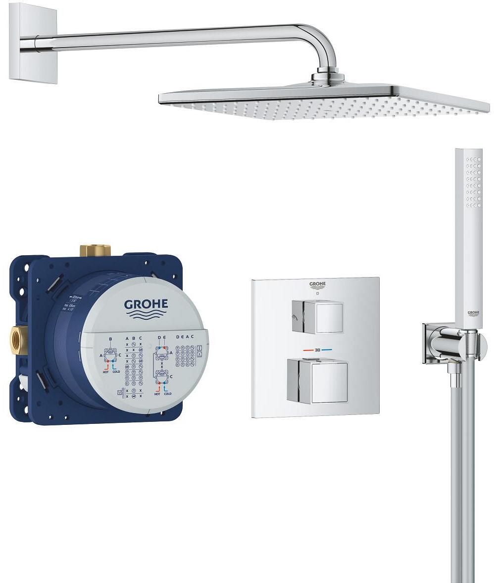 GROHE Precision Cube Duschsystem, Quickfix, Unterputz, mit Vitalio Rain Mono 310 Cube, chrom (34879000)
